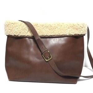 Jennifer Graham Sherpa Lined Leather Shoulder Bag
